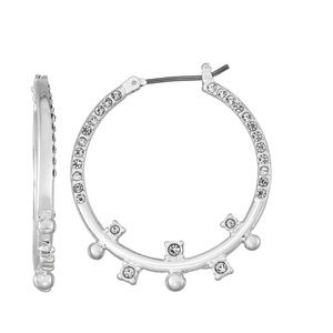 Napier Crystal Nickel Free Hoop Earrings